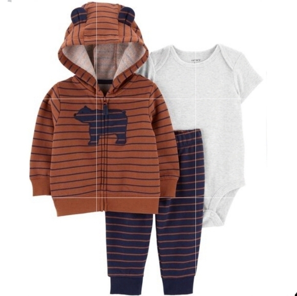Carter's Baby Boy (6M) 3-Piece Set With Hooded Bear Jacket, Onesie, Pants - Picture 1 of 9